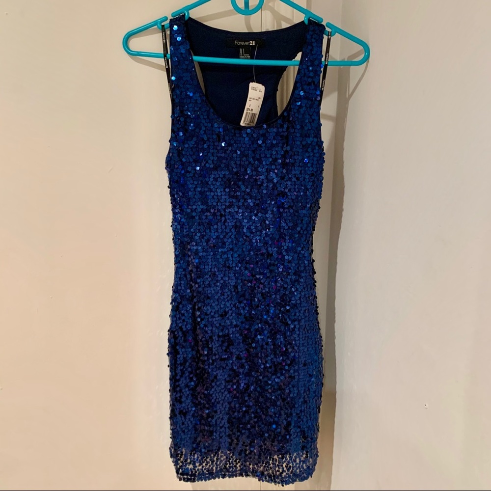 ♻️⚡️NWT Sparkly Blue Sequined Dress, Forever 21